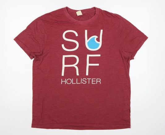 Hollister Men’s Red XL California Logo Graphic Crew Neck T-Shirt