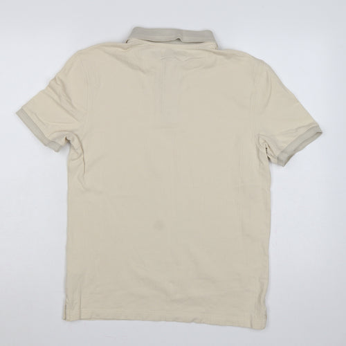 Marks and Spencer Men’s Ivory S Striped Cotton Polo Shirt
