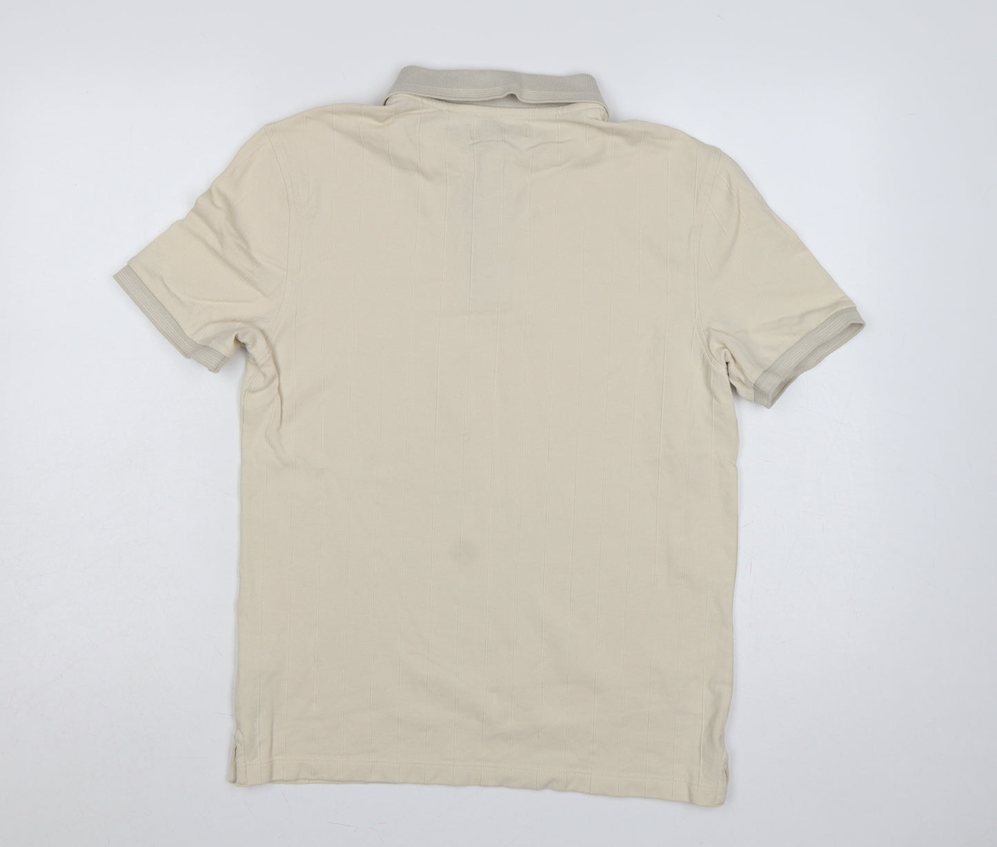 Marks and Spencer Men’s Ivory S Striped Cotton Polo Shirt