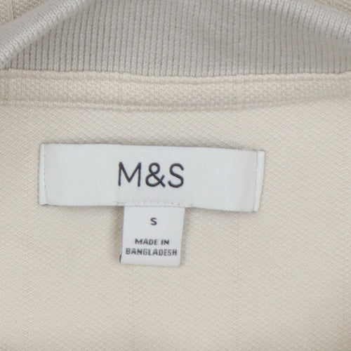 Marks and Spencer Men’s Ivory S Striped Cotton Polo Shirt