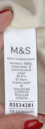 Marks and Spencer Men’s Ivory S Striped Cotton Polo Shirt