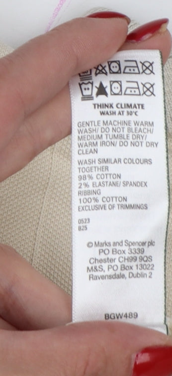 Marks and Spencer Men’s Ivory S Striped Cotton Polo Shirt