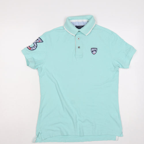 Peter Polo Men's Mint Green S Cotton Piqué Short Sleeve Logo Polo Shirt