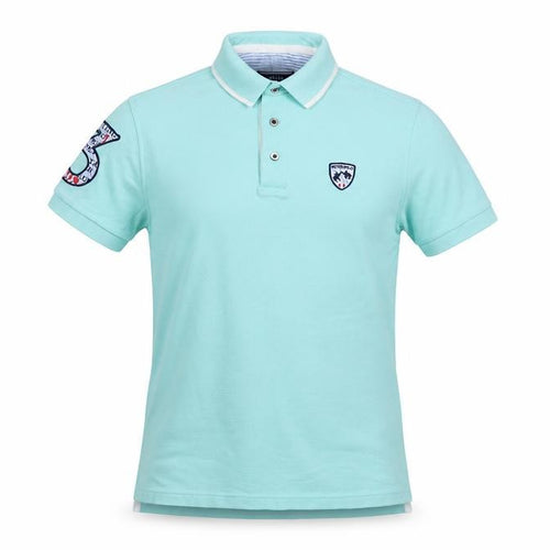 Peter Polo Men's Mint Green S Cotton Piqué Short Sleeve Logo Polo Shirt