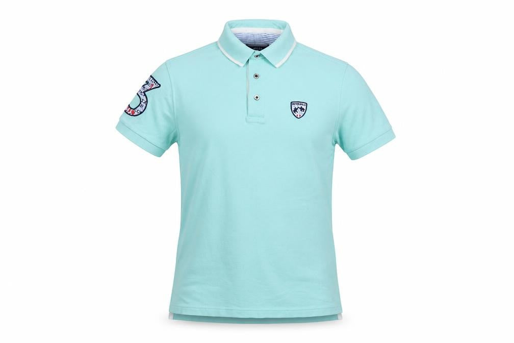 Peter Polo Men's Mint Green S Cotton Piqué Short Sleeve Logo Polo Shirt