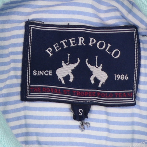 Peter Polo Men's Mint Green S Cotton Piqué Short Sleeve Logo Polo Shirt