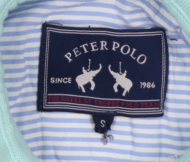 Peter Polo Men's Mint Green S Cotton Piqué Short Sleeve Logo Polo Shirt
