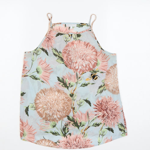 Warehouse Women Blue UK 8 Floral Spaghetti Strap High Neck Camisole Top