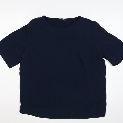 Dunnes Stores Women Blue UK 16 Basic Short Sleeve Round Neck Blouse