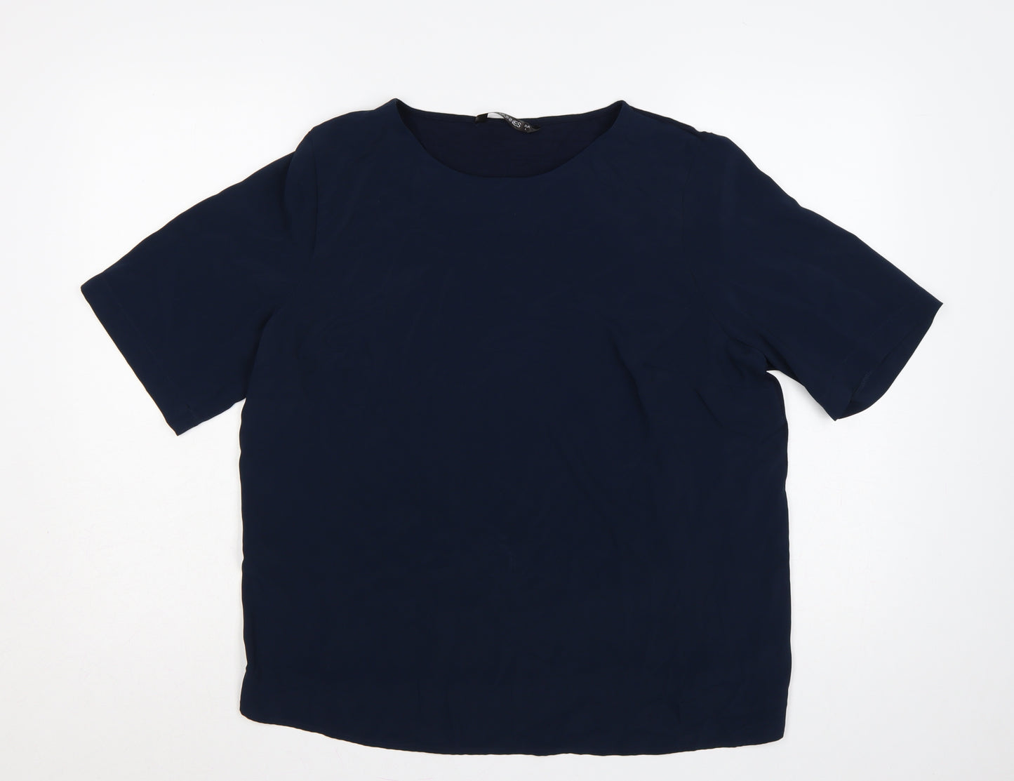 Dunnes Stores Women Blue UK 16 Basic Short Sleeve Round Neck Blouse