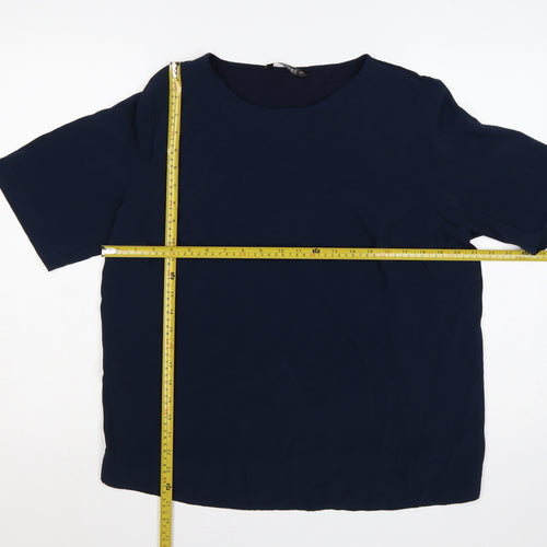 Dunnes Stores Women Blue UK 16 Basic Short Sleeve Round Neck Blouse