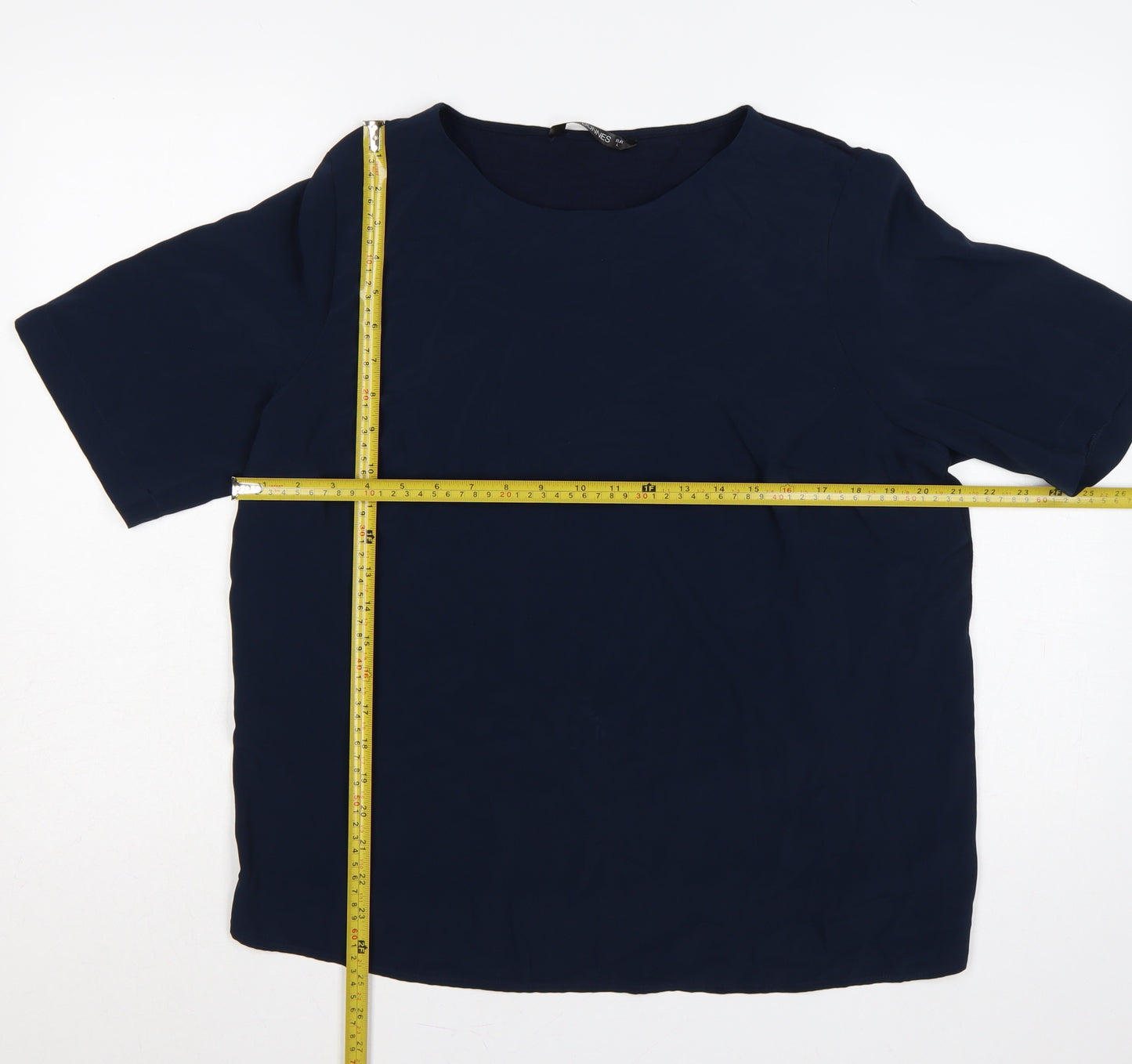 Dunnes Stores Women Blue UK 16 Basic Short Sleeve Round Neck Blouse