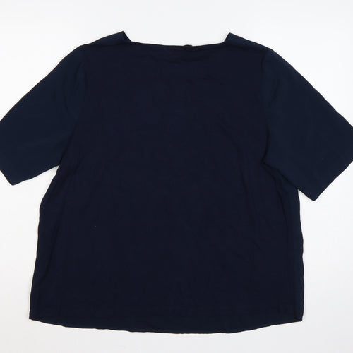 Dunnes Stores Women Blue UK 16 Basic Short Sleeve Round Neck Blouse