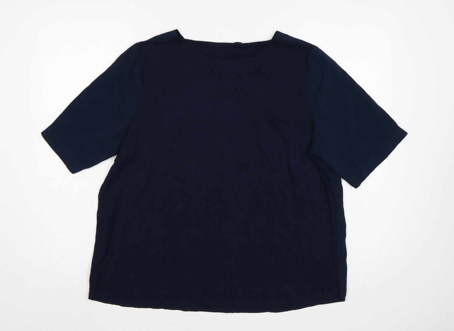 Dunnes Stores Women Blue UK 16 Basic Short Sleeve Round Neck Blouse