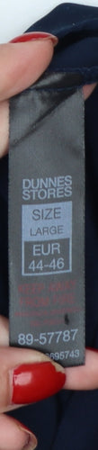 Dunnes Stores Women Blue UK 16 Basic Short Sleeve Round Neck Blouse