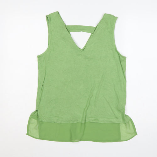 Next Women Green UK 14 Camisole V-Neck Layered Jersey Blouse