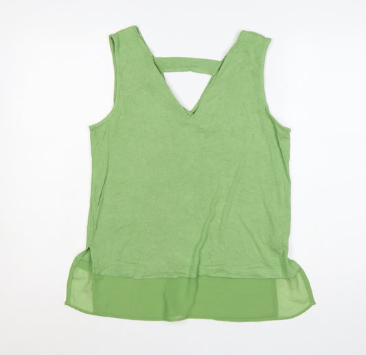 Next Women Green UK 14 Camisole V-Neck Layered Jersey Blouse