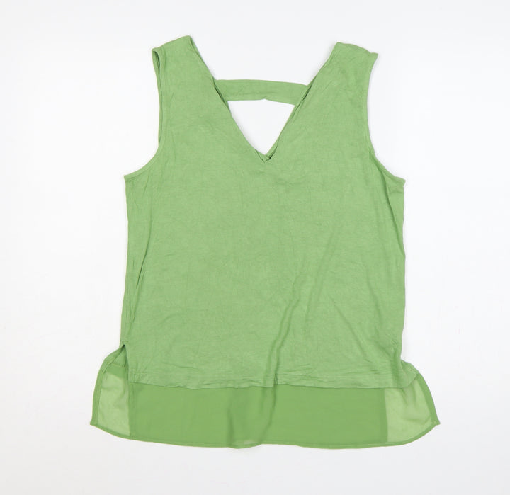 Next Women Green UK 14 Camisole V-Neck Layered Jersey Blouse