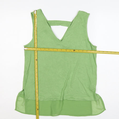 Next Women Green UK 14 Camisole V-Neck Layered Jersey Blouse