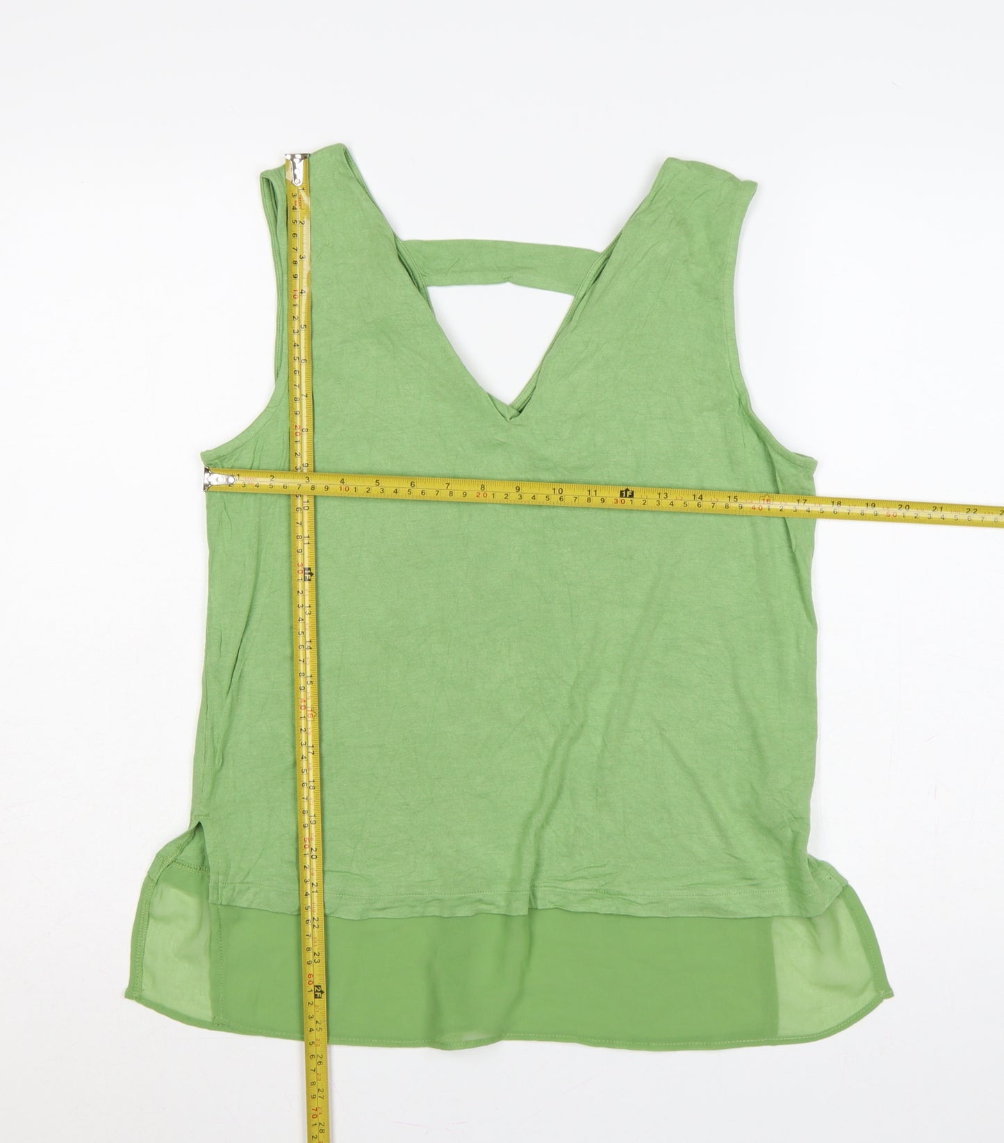Next Women Green UK 14 Camisole V-Neck Layered Jersey Blouse