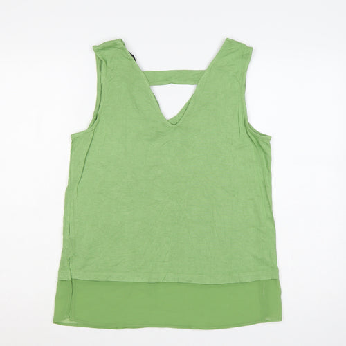Next Women Green UK 14 Camisole V-Neck Layered Jersey Blouse
