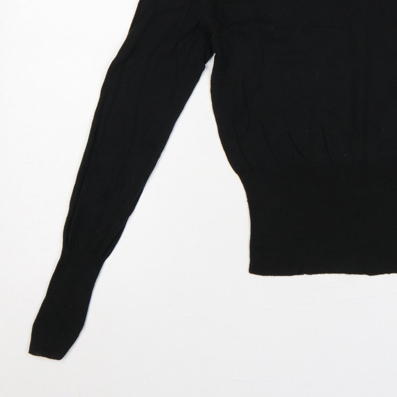 Brave Soul Women Black UK 10 Embellished Shoulder Crew Neck Knit Jumper