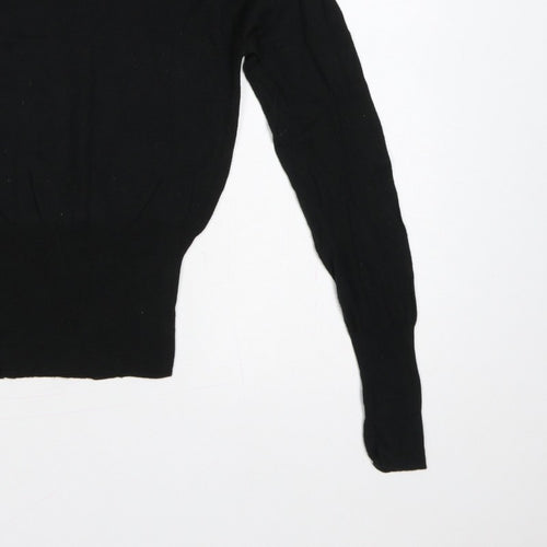 Brave Soul Women Black UK 10 Embellished Shoulder Crew Neck Knit Jumper