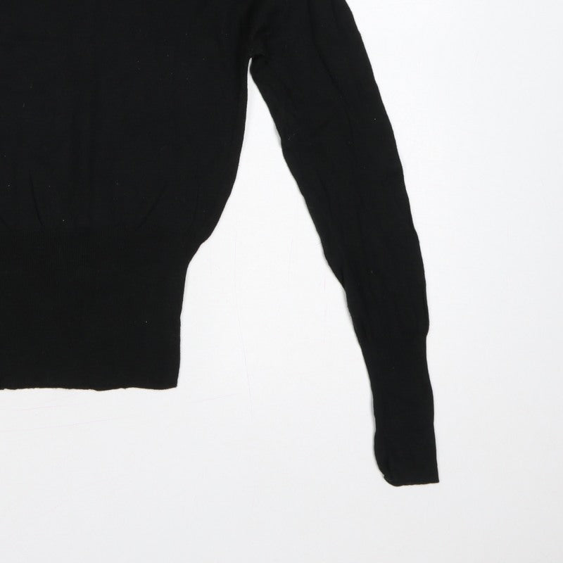 Brave Soul Women Black UK 10 Embellished Shoulder Crew Neck Knit Jumper