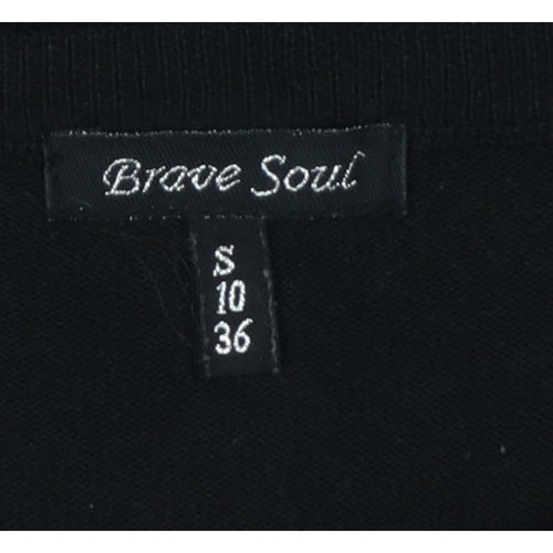 Brave Soul Women Black UK 10 Embellished Shoulder Crew Neck Knit Jumper