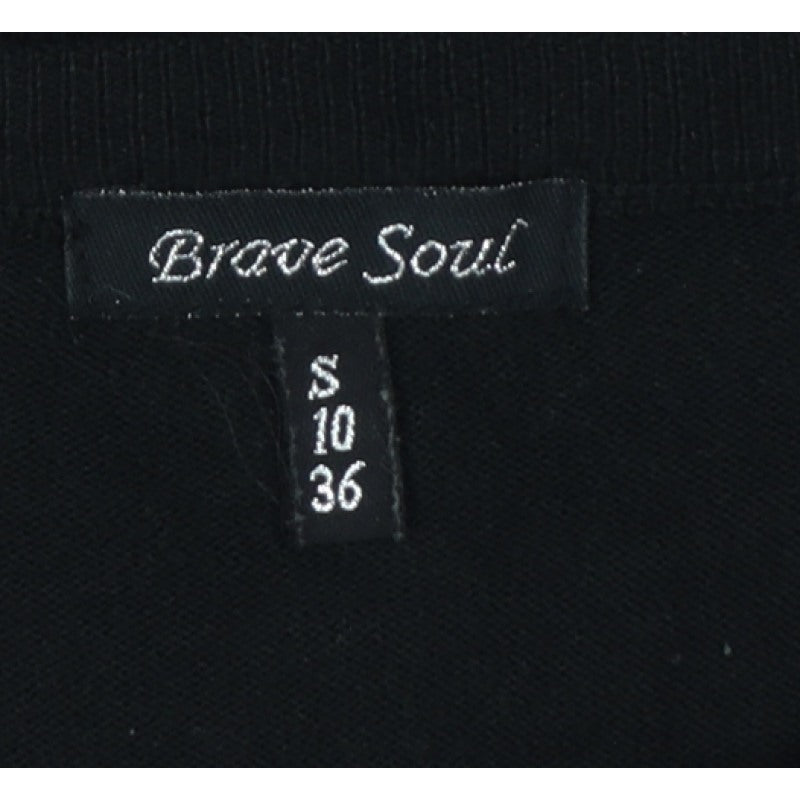 Brave Soul Women Black UK 10 Embellished Shoulder Crew Neck Knit Jumper