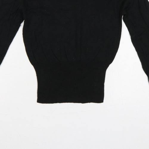 Brave Soul Women Black UK 10 Embellished Shoulder Crew Neck Knit Jumper