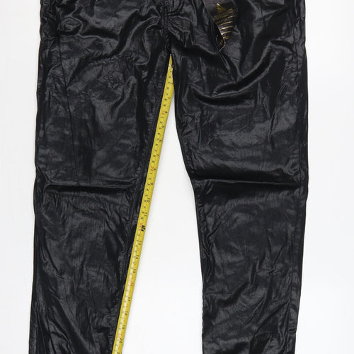 Next Women Black Size 14 Tall Sexy Skinny Coated Cotton Jeggings