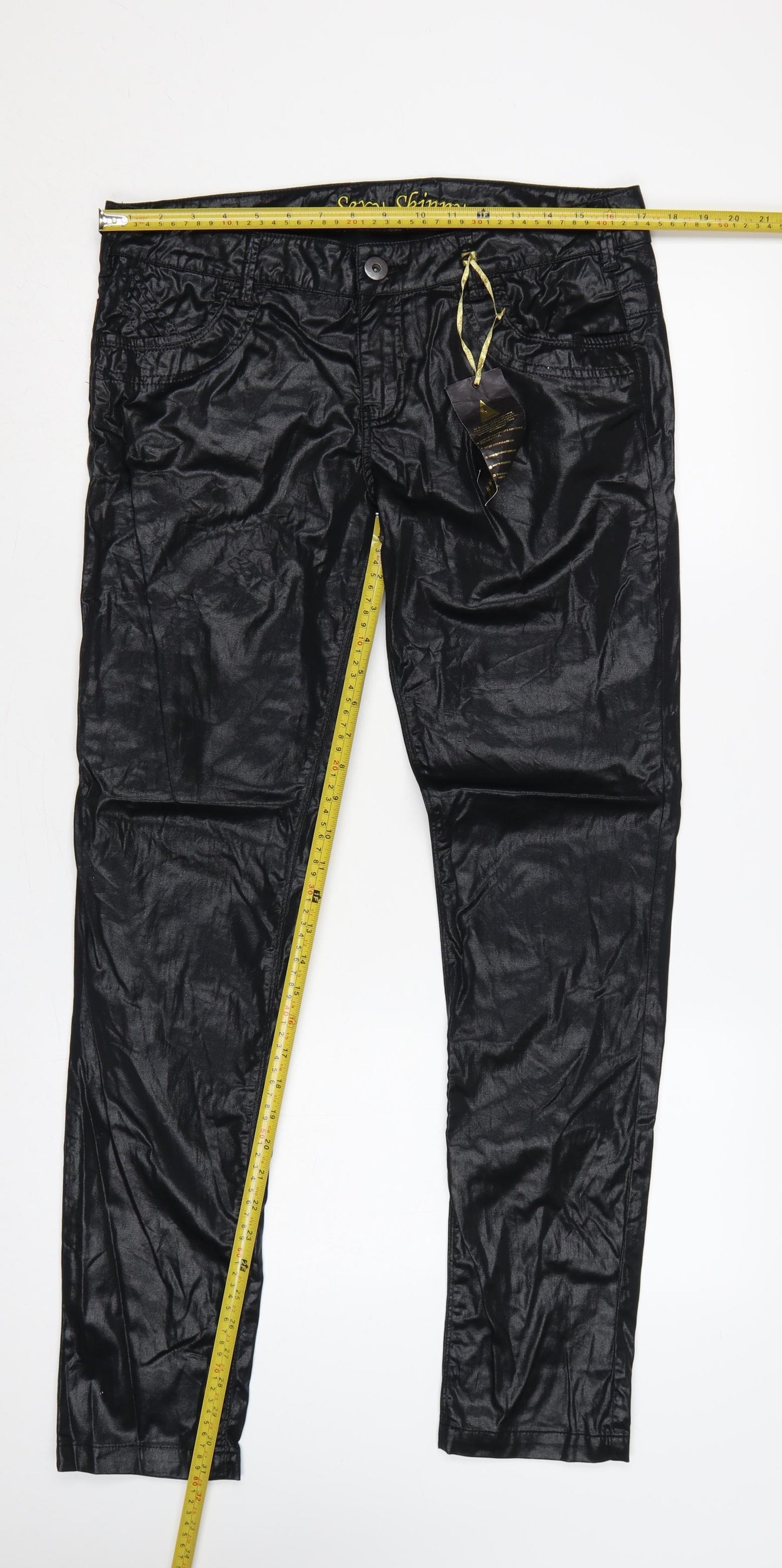 Next Women Black Size 14 Tall Sexy Skinny Coated Cotton Jeggings