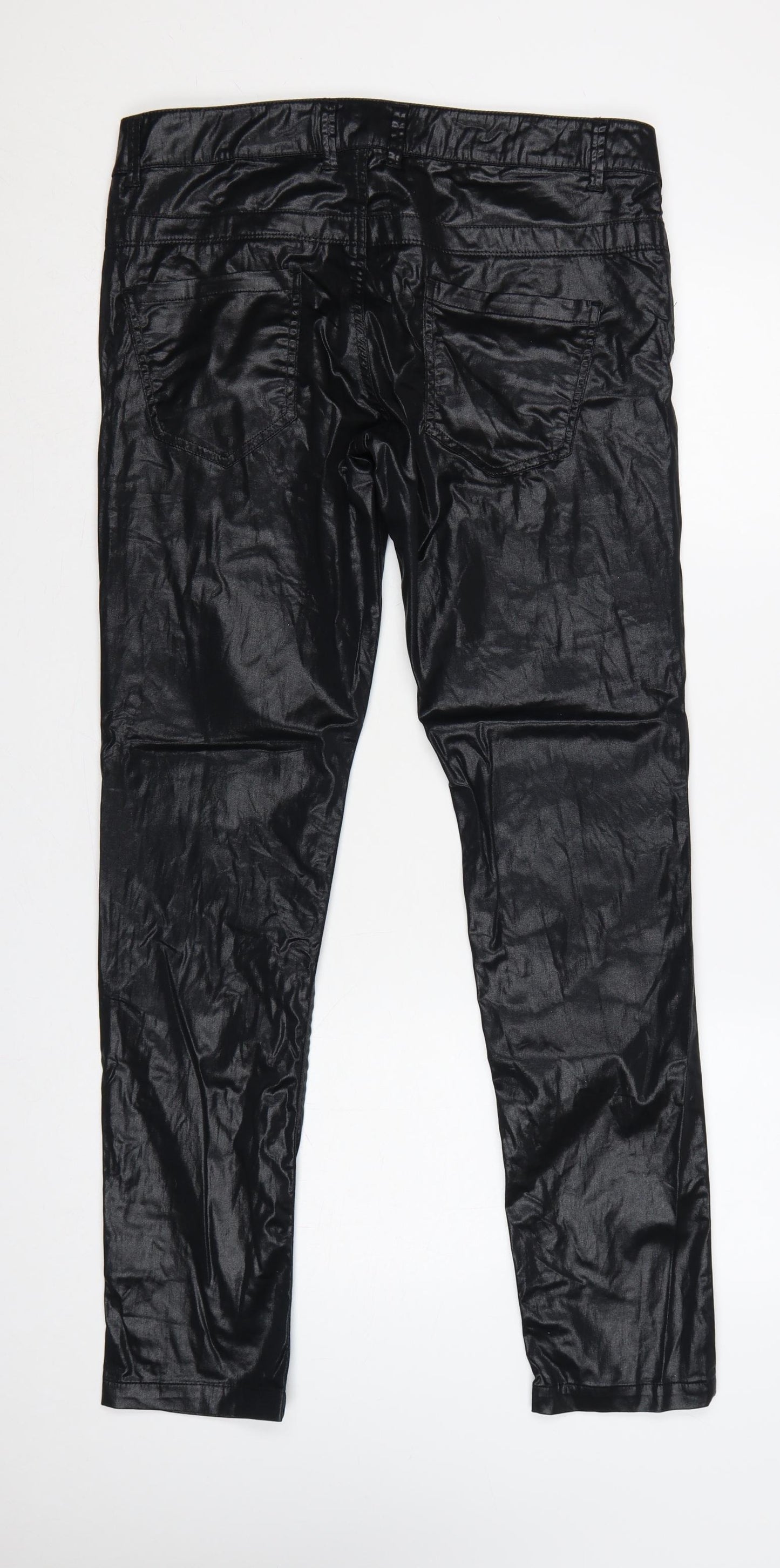 Next Women Black Size 14 Tall Sexy Skinny Coated Cotton Jeggings