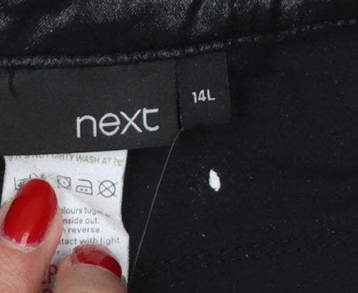 Next Women Black Size 14 Tall Sexy Skinny Coated Cotton Jeggings