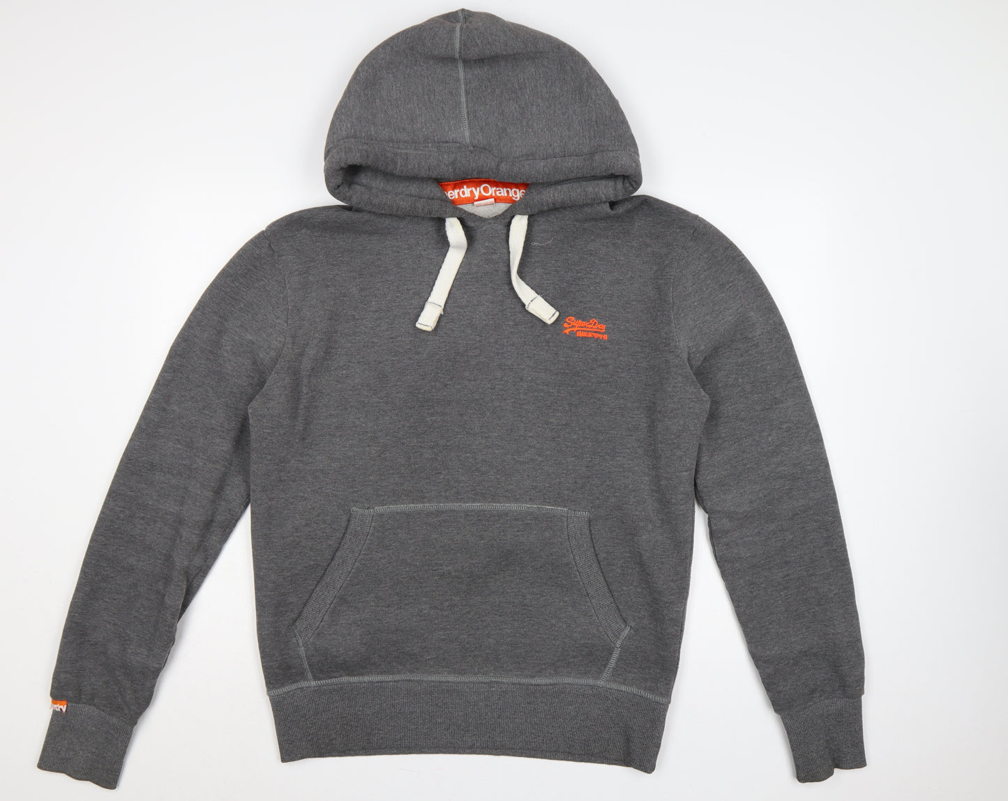 Superdry Men’s Grey L Pullover Hoodie Embroidered Logo Cotton Blend