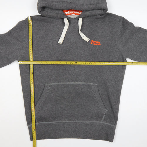 Superdry Men’s Grey L Pullover Hoodie Embroidered Logo Cotton Blend