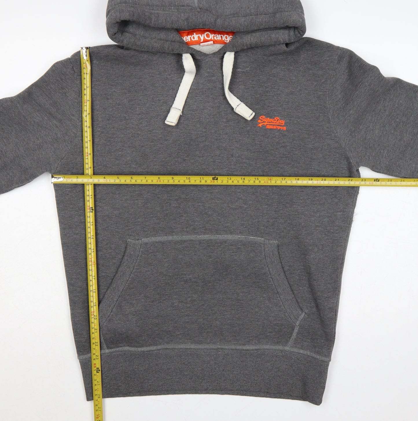 Superdry Men’s Grey L Pullover Hoodie Embroidered Logo Cotton Blend