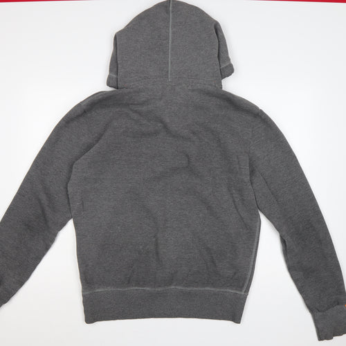 Superdry Men’s Grey L Pullover Hoodie Embroidered Logo Cotton Blend