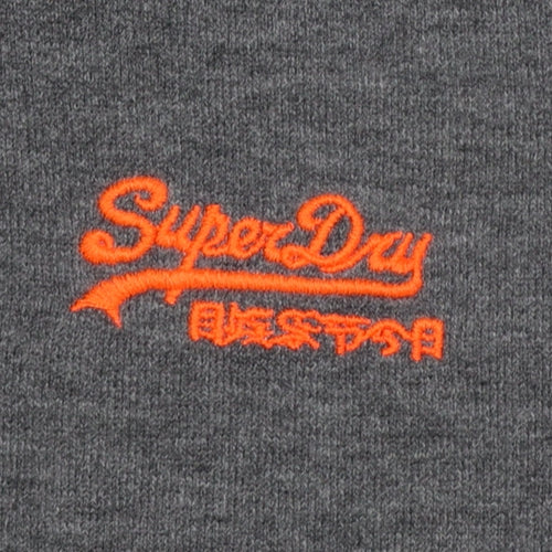 Superdry Men’s Grey L Pullover Hoodie Embroidered Logo Cotton Blend