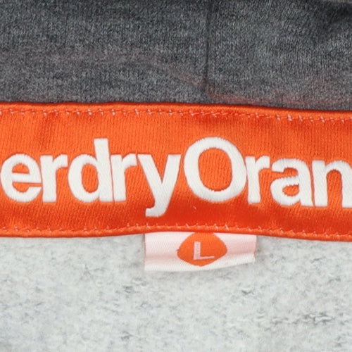 Superdry Men’s Grey L Pullover Hoodie Embroidered Logo Cotton Blend