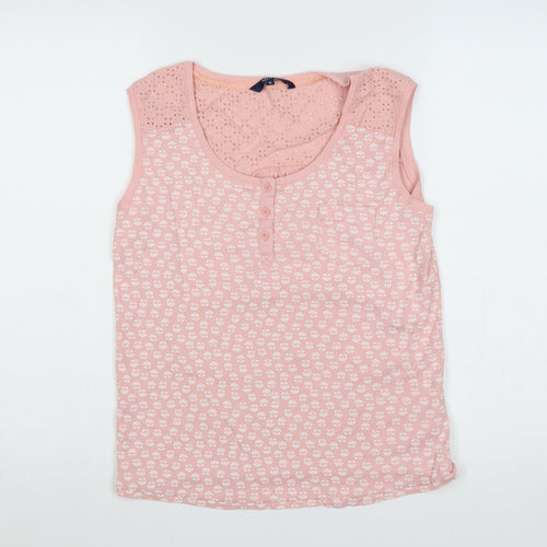 Maine New England Women’s Pink Size 16 Floral Eyelet Button Tank Top