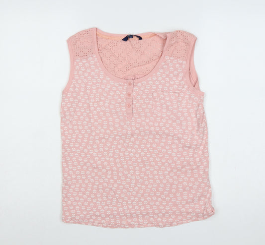 Maine New England Women’s Pink Size 16 Floral Eyelet Button Tank Top