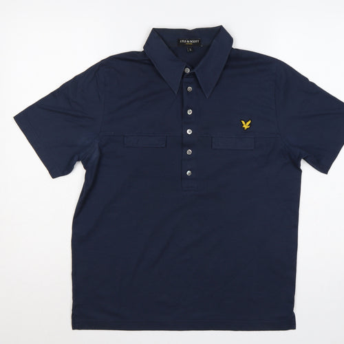 Lyle & Scott Mens Blue L Short Sleeve Eagle Logo Polo Shirt