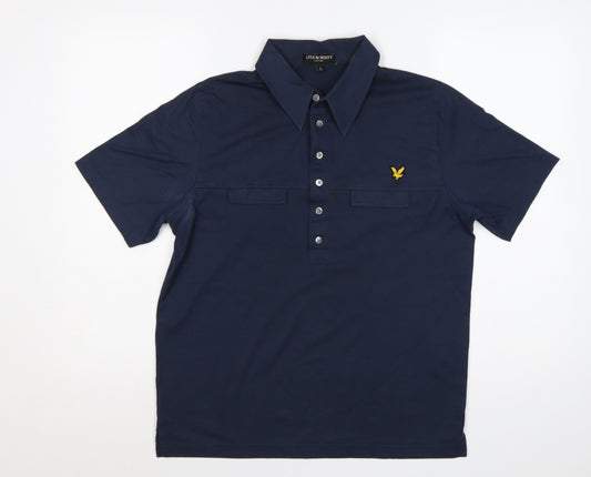 Lyle & Scott Mens Blue L Short Sleeve Eagle Logo Polo Shirt
