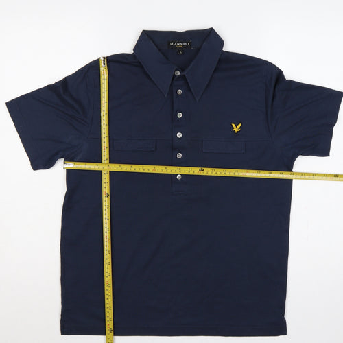 Lyle & Scott Mens Blue L Short Sleeve Eagle Logo Polo Shirt