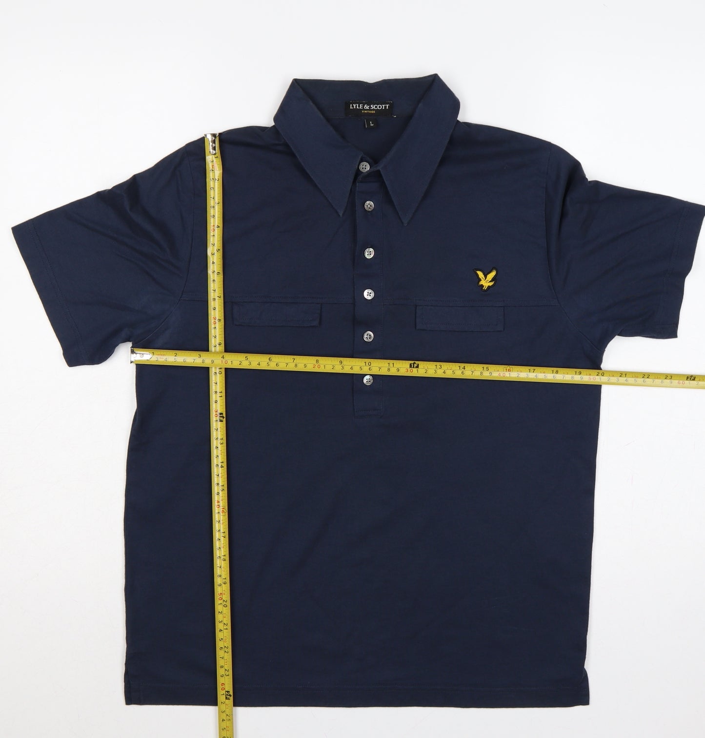 Lyle & Scott Mens Blue L Short Sleeve Eagle Logo Polo Shirt
