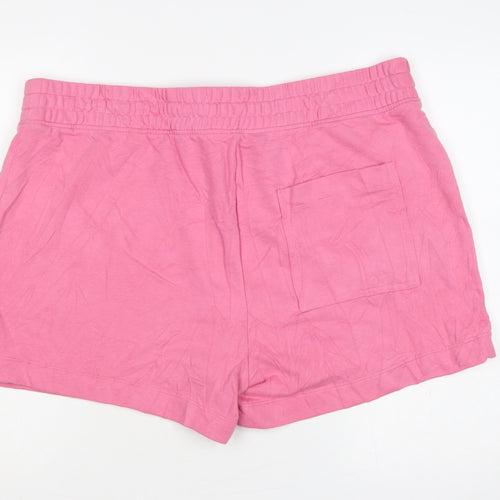 Marks & Spencer Women Pink UK 24 Sweat Shorts Cotton Drawstring Pockets