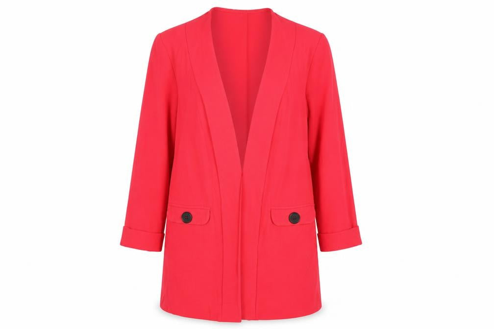 Wallis Women’s Red UK 8 Long Open Front Tailored Blazer Jacket