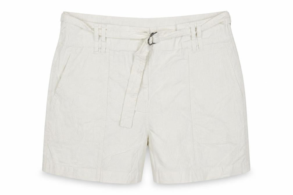 M&S Women’s Ivory Linen Blend Cargo Shorts Belted UK 22